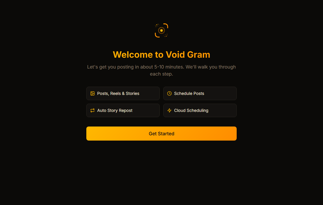 VoidGram setup wizard welcome screen showing step-by-step installation process